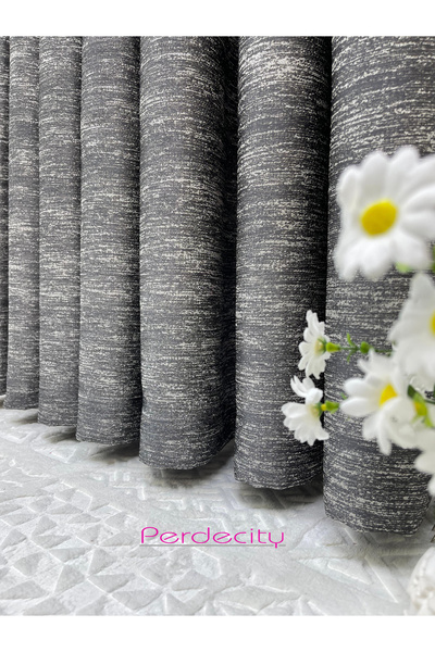 PERDECITY Victory Anthracite Silver Glitter Backdrop Curtain 1X3 Frequently Pile [Single Wing] Ironing Not Ask Suitable for Any Room