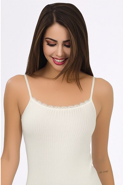 vory Women's White Thin Strap Soft Viscose Single Jersey Colorful Undershirt T-Shirt Vr.L22.21.221.Y01