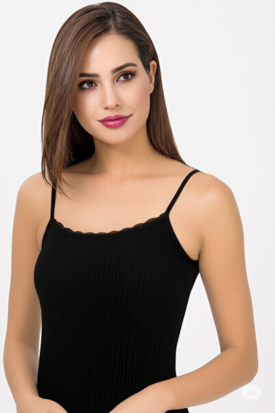 vory Women's Black Thin Strap Soft Viscose Single Jersey Colorful Undershirt T-Shirt Vr.L22.21.221.Y01