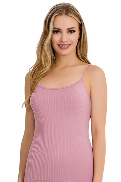 vory Γυναικείο μπλουζάκι Dusty Rose με λεπτό λουράκι από μαλακό βισκόζη μονόχρωμο μπλουζάκι Vr.l22.21.221.y01
