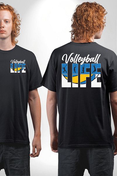 Angemiel My Life Volleyball Black Oversize Women's Men's Front and Back Printed T-Shirt