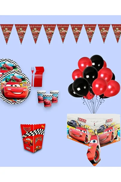 Evabrite Cars Cars Lightning Mcqueen 8-Person Birthday Party Set - Cars Cars Concept