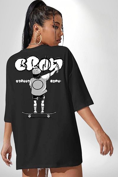 Angemiel Non-Real Magic Solutions Magic and Belief Black Oversize Women Men Front and Back Printed T-Shirt