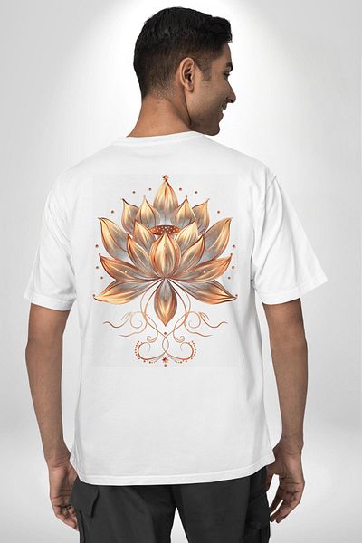 Angemiel تي شيرت أنيق Lotus Mandala Radiance of the Soul Yoga أبيض كبير الحجم للنساء والرجال مطبوع من الأمام والظهر