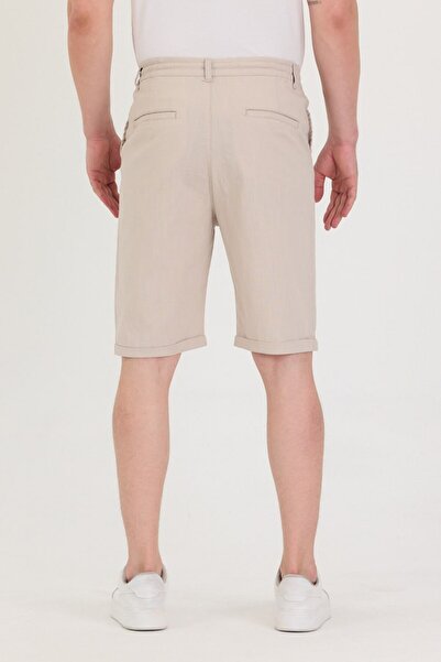 IMPOSING JNS Men's New Season Comfortable Fit Regular Cream Linen Capri Shorts