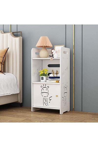FOXMAG24 Noptieră pentru dormitor, MDF, 25×50 cm, pentru depozitare și organizare, finisaj mat, alb