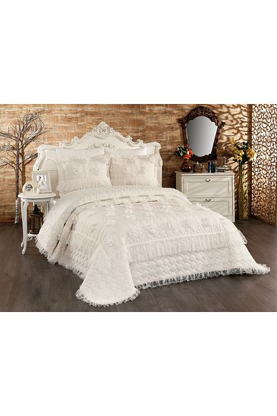 BALADI HOME Bedspread Lace Perle Dowry Bedspread 3 Pieces Quilted