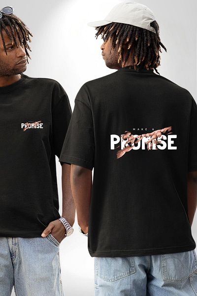 Angemiel Keep Your Promise Printed Strong Message and Creative Design Black Oversize Women Men Front and Back Printed T-Shirt