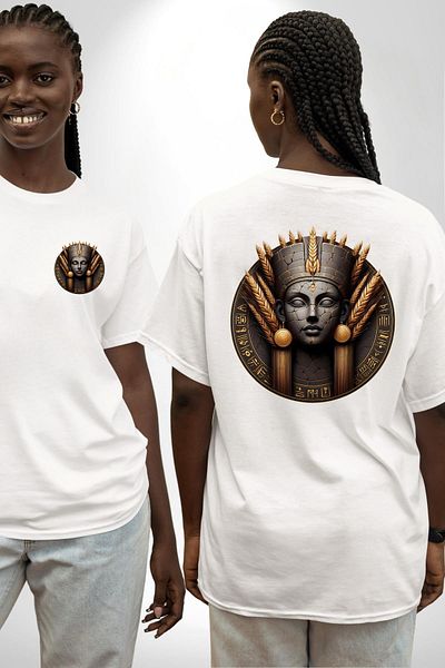Angemiel تي شيرت Nepit Goddess of Harvest and Grains Ancient Egypt أبيض كبير الحجم للنساء والرجال مطبوع من الأمام والظهر