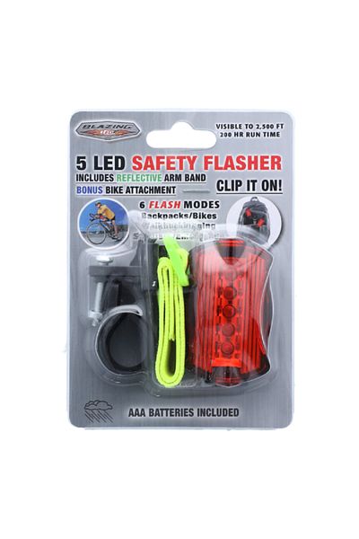Blazing Ledz Elastic/Plastic Universal 5-Led Safety Flasher Neon