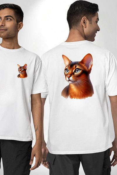 Angemiel Ethiopian Cat Lovers White Oversize Women's Men's Front and Back Printed T-Shirt