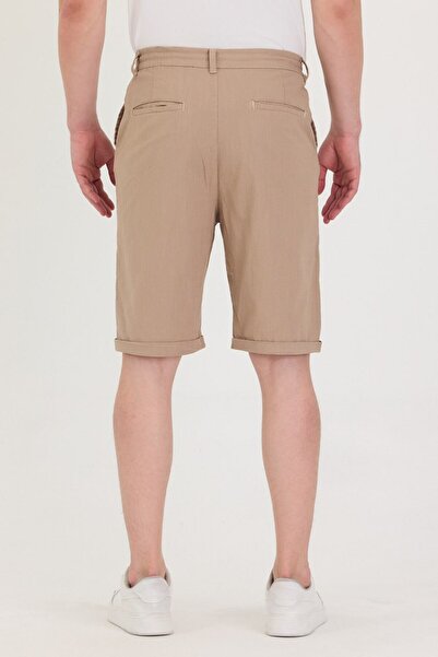 IMPOSING JNS Ανδρικό σορτς καπρί από λινό σε μπεζ χρώμα, άνετο και κανονικό, νέας σεζόν