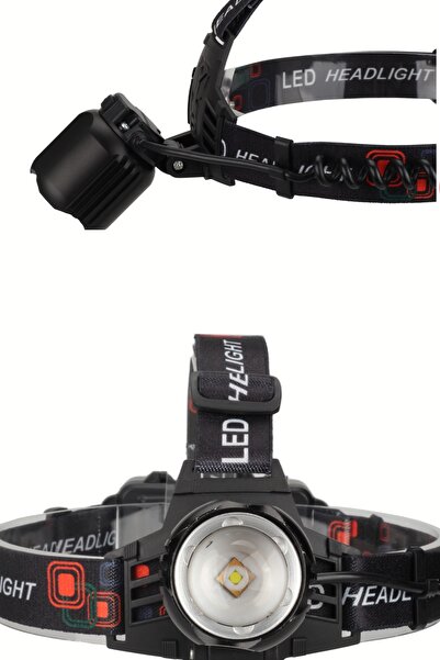 usin Şarjlı 3 Mod Yüksek Işık Gücü Zoom Flaşörlü Arka Işıklı Avcı Balıkçı Kamp Kafa Feneri Kafa Lambası