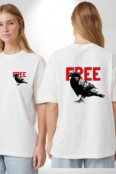 Angemiel تي شيرت مطبوع عليه Happy Birthday White Crow White للنساء والرجال ذو حجم كبير ومطبوع من الأمام والظهر