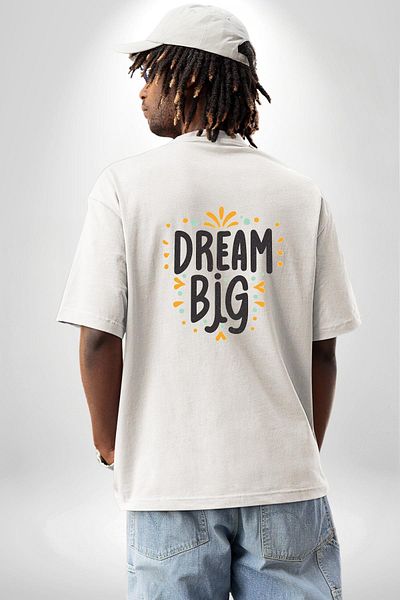 Angemiel تي شيرت أبيض كبير الحجم للنساء والرجال مطبوع من الأمام والظهر من Dream Big