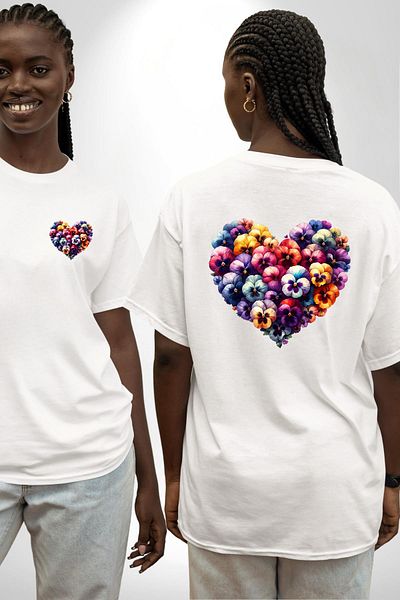 Angemiel تي شيرت Violet Blue Violet Love أبيض كبير الحجم للنساء والرجال مطبوع من الأمام والظهر