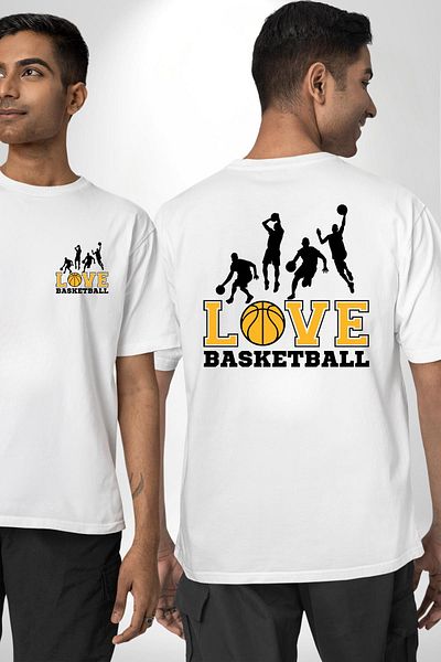 Angemiel تي شيرت Street Basket Love باللون الأبيض مقاس كبير للنساء والرجال مطبوع من الأمام والظهر مع كرة السلة