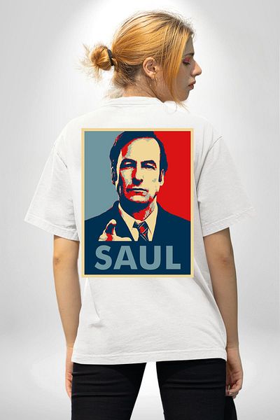 Angemiel تي شيرت مطبوع عليه شخصية Better Call Saul Dizi باللون الأبيض للنساء والرجال من الأمام والخلف