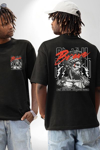 Angemiel Braveheart Glory and Courage Braveheart Black Oversize Women's Men's Front and Back Printed T-Shirt
