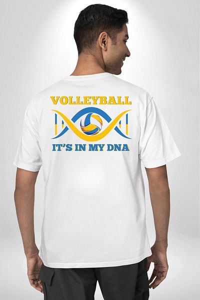 Angemiel تي شيرت مطبوع عليه Volleyball In My DNA باللون الأبيض للنساء والرجال من الأمام والظهر