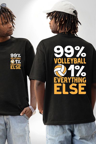 Angemiel Volleyball Love - 99% Volleyball, 1% Everything Written Black Oversized Women's Men's Front and Back Printed T-Shirt