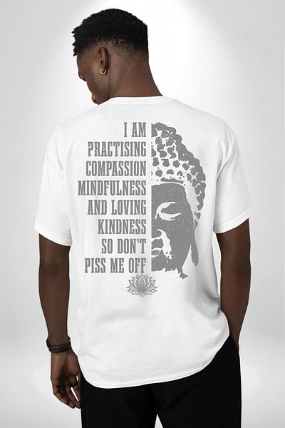 Angemiel تي شيرت مطبوع من الأمام والظهر للنساء والرجال باللون الأبيض ذو الحجم الكبير من Compassion and Mindfully Living Peaceful Soul