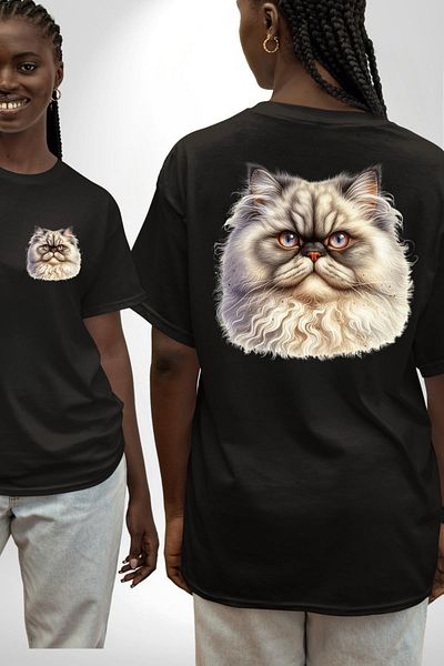Angemiel Sophisticated and Noble Royal Cat Black Oversize Women's Men's Front and Back Printed T-Shirt