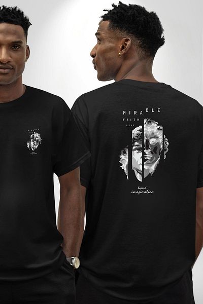 Angemiel Beyond Imagination Printed Black Oversize Women's Men's Front and Back Printed T-Shirt