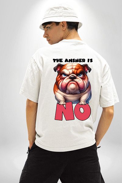 Angemiel تي شيرت مطبوع من الأمام والظهر للنساء والرجال من Sure Answer No Irritable Bulldog باللون الأبيض مقاس كبير