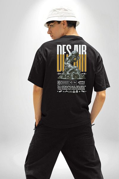 Angemiel Greek God Atlas Keep Looking Written Black Oversize Women's Men's Front and Back Printed T-Shirt