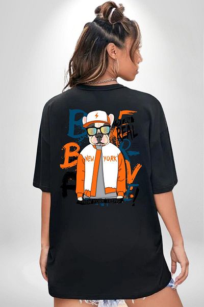 Angemiel Orange White Sport Jacket French Bulldog Dog Black Oversize Women Men Front and Back Printed T-Shirt