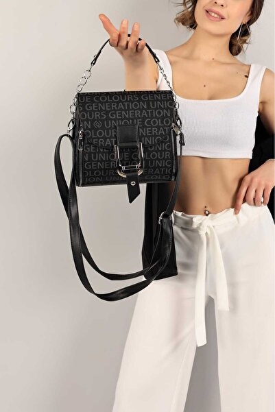 Efe YAZI TASARIM MIKNATIS KAPAKLI FERMUARLI TEK GÖZLÜ EL VE OMUZ ÇANTASI EN 20 BOY 19 CM