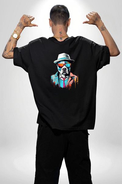 Angemiel Towel with Suit Style Style! Black Oversize Women's Men's Front and Back Printed T-Shirt