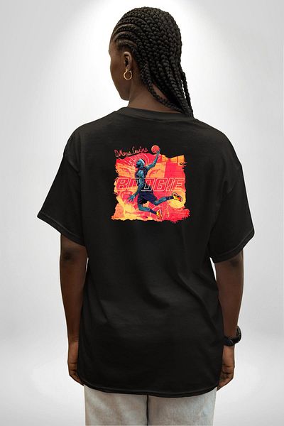 Angemiel Legend Boogie Rise to the Pot Basketball Black Oversize Women's Men's Front and Back Printed T-Shirt
