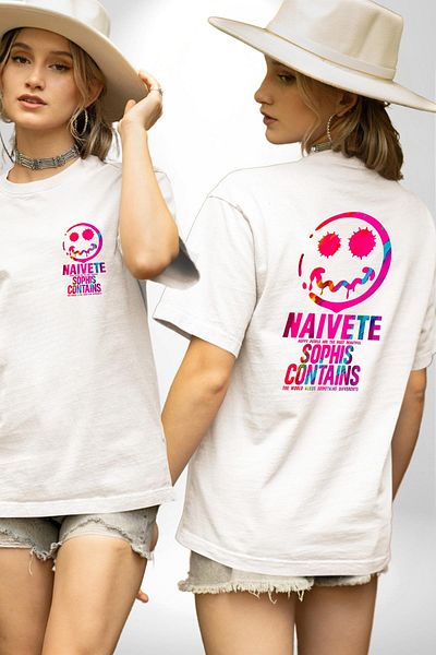 Angemiel Happy People Think Differently, Be Happy White Oversize Women Men Front and Back Printed T-Shirt