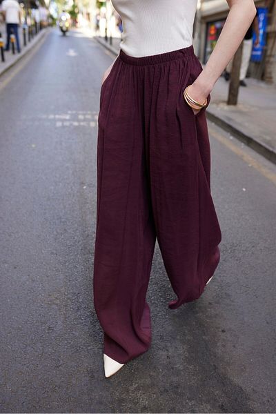 Lady Pixie Wide Leg Trousers with Elastic Waist
