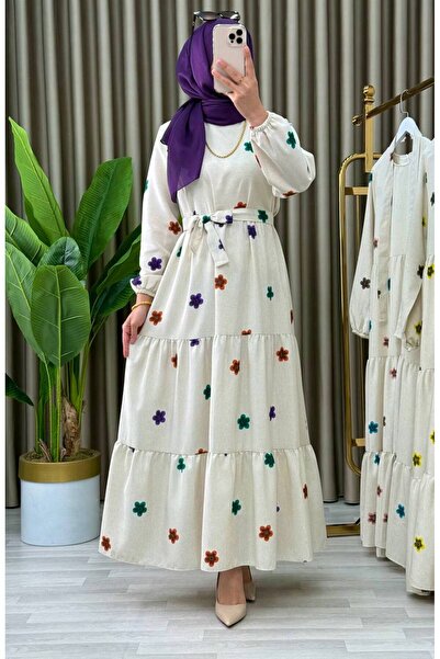 CYM Butik Tesettür Yazlık Keten Büyük Beden Elbise