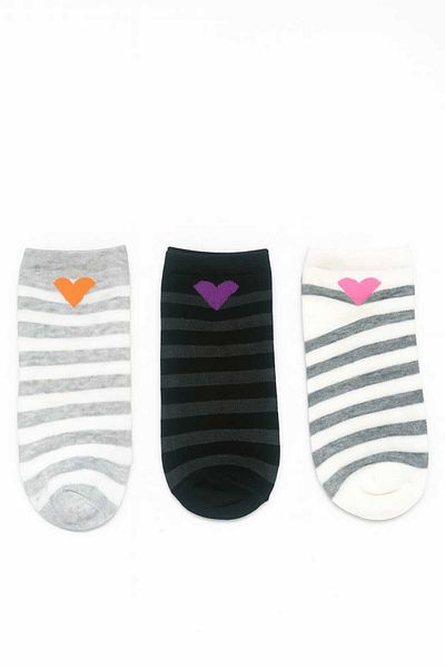 NESA 3' Pair of Different Patterned Women's Booties Socks Flexible - Cat*Smile*Line*Heart*Melody*Star Patterned
