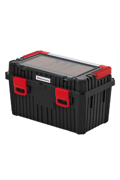 kistenberg 60 Multi Compartment Heavy Tool Box with Foldable Handle Black and Red