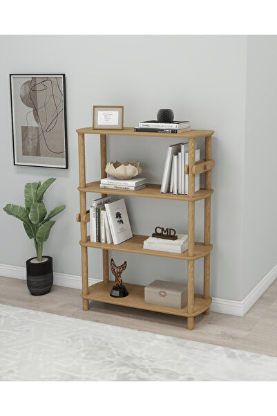 ÇMD ÇAKIR MOBİLYA DEKORASYON ROSA 4 Raflı Kitaplık – 112 cm Yükseklik – MDF Lam Gövde ve Ahşap Ayaklı – Modern & Şık Tasarım
