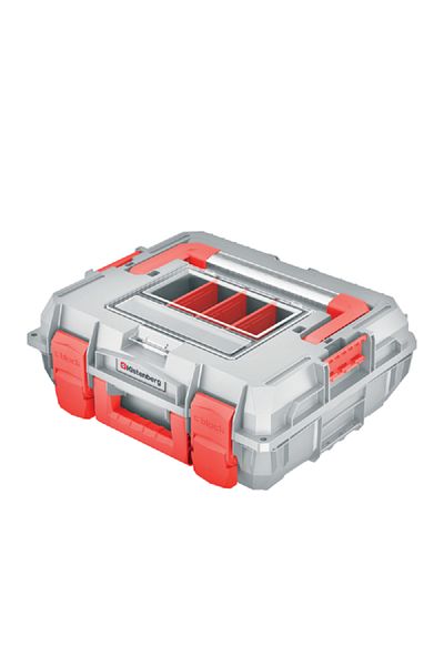 kistenberg C Block Alu Log 15 Multi Compartment Heavy Duty Tool Case Cool Grey and Red