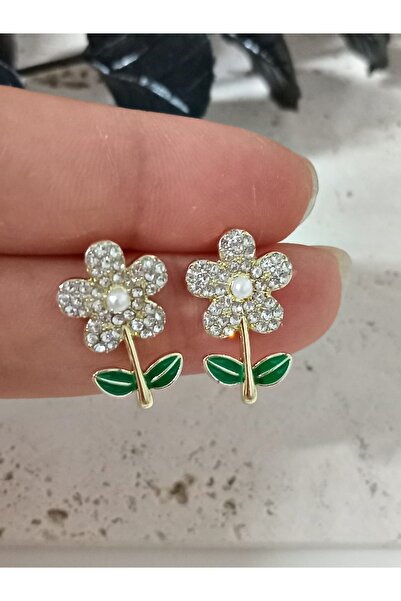 mos&more Gold Papatya Taşlı Zarif Kadın Küpe