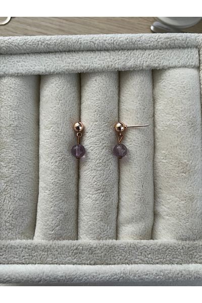 Pel Design Ametrine Stone Copper Rose Gold Ball Earrings Handmade