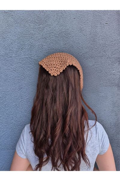 MELUSH Brown Mesh Model Bandana, Handmade Knitted Bandana
