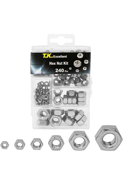 OEM Set of 240 nuts M3-M10, metal, silver
