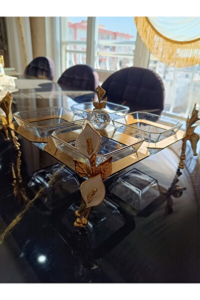 DEKOR ZÜCCACİYE HOME 4 Bowl Snack Bowl with Metal Legs Enameled