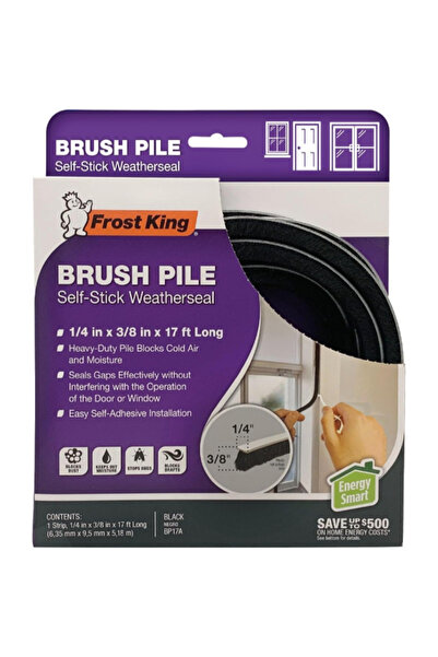FROST KING فرشاة كومة ذاتية اللصق مقاومة للطقس 1/4 بوصة × 17 قدمًا
