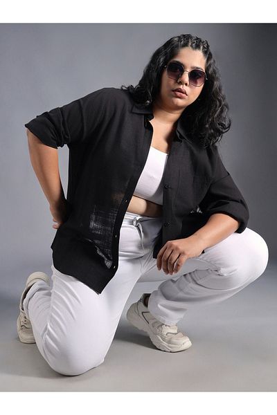 High Star By Styli Plus Size Solid Regular Fit Shirt with Pocket Detail