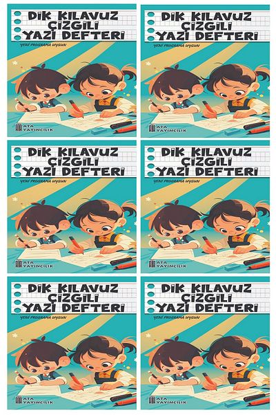 Ata Yayıncılık 1. Classroom New Suitable for Müfredata Upright Guide Line Writing Notebook Medium Size (6 Pieces)
