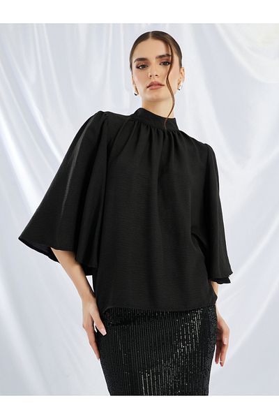 Styli Solid High Neck Top and Sequin Embellished Skirt Co-Ords